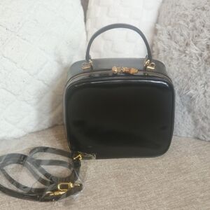 GUCCI Bamboo Vanity Hand Bag Patent 2way Black..Authentic!!!